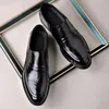 Casual Shoes Fashion Men Dress Soft Sole Slip On Black Leather For Point Toe Business Formal MPX211