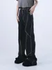Jeans para mujeres Diseño negro Momianos Mujer Americana Retro de gran tamaño 2024 Pantalones rectos de cintura alta y2K