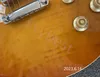 Gitara elektryczna długa czop dołączył do głowy z 2 skrzydłami Solid Flame Mapleboard Fret Nibs Cherry Burst Burd Bridge Bone Nu