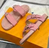 Vrouwen in elkaar grijpen C glijbanen sandalen platte slippers denim strand rubber script geborduurde canvas zomer herfst muildieren buiten zaad schapen luxe abrikoos abrikoos twintig