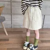 Clothing Sets Girls Spring Autumn Fashion Striped Base T Shirts Cotton Loose Casual Long Sleeve Tee Beige Skirt