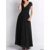 Kobiety damskie ubrania na krótki rękaw seksowne klub boho plażowy sukienka Lady Summer Deep V Neck Party Long Maxi Dress Women 240415