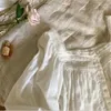 Abbigliamento per il sonno da donna Donne in cotone bianco sciolto abito da casa lungo a metà casa primavera a maniche da notte a maniche da notte per le camicie vintage da notte