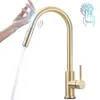 Sensor Kitchen Robinets Brossed Gold Smart Touch Smart Senctive Sensible Robinet Tap Motage à double sortie Double Outlet MODES 1005J 240415