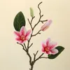 Fleurs décoratives 3 têtes Magnolia Branch Real Touch Touch Artificiel Ornements floraux Ornements de mariage Home Dining Table Decorations