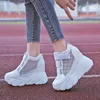 Fitness Shoes 2024 Summer Hidden Heel Women's Sneakers High Platform Casual Lace-Up 10CM Women Breathable Wedge Zapatos Mujer