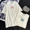 女性デザイナー重業界ネイルビーズウォーターダイヤモンドTシャツ2024夏のブラッシングT汎用性の高いピンク文字半袖