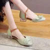 Pink with Low Heels Footwear Sandals for Woman Summer Buckles Thick Heel Clear Pumps Office Work Medium Womens Shoes Sale 240425