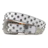 Cinturão feminino decorativo BB Simon Diamond Fashion Belt Western Belt Full Diamond Incorporando PU Diamante de cristal largo