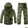 Vestes masculines pour hommes tad team tactical softshell camouflage veste ensembles hommes armée brillante épreuve de chasse imperméable camo militaire et dhjqc