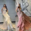 Luxury mermaid abendkleider für Frauen trägerlose ärmellose Kleider Kristall Federkleid für Prom Party Mitte gemacht
