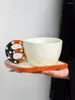 Muggar koreanska inregular kaffekopp kreativt handtag keramikjuice dricka mugg 300 ml högkvalitativ hemmakontor söt vatten