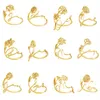 Pierścienie ślubne Nieregularne pierścionki z kwiatami ze stali nierdzewnej dla kobiet złota plated 12 miesięcy Pierścień Pierście