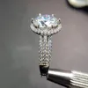 Klusterringar luomansi äkta S925 sterling silver 2ct 3ct 9mm moissanite ring passera diamanttest bröllop fest kvinnors fina smycken
