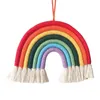 Dekorativa figurer Ins Style Macrame Rainbow Cloud Hanging Decoration Handgjorda Woven Kids Baby Girl Children's Room Wall