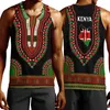 Tobs de débardeur masculine Kenya Map Flag Graphic Top pour hommes vêtements National Emblem Vest Dashiki Paisley Waistcoat Hawaiian Boy Jersey Casual