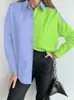 Frauenblusen Fashion Colorblock Casual Shirt Top für Frauen 2024 Frühling Herbst Loose Long Sleeve Office Lady Button Tops Bluse