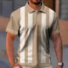 Fashion Polo Shirt For Men 3D Stripe T -shirt Tops Zomer Korte mouw Hoge kwaliteit Shirts Black T -stukken Casual mannelijke kleding XL 240417