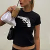 T-shirt Gothic Gothic Grunge Print Womens Summer Skinny Crops Black Funny Short Sleeve Kpop Harajuku Street Tees Y2K Vêtements 240426
