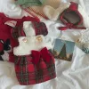 Robes animales robe de princesse chaude automne hiver moyen small de chien vêtements laine gilet Noël chapeau mignon capot sweet hood chaton jupe à carreaux