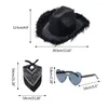 Beretten 652f Cowboy Hat Glasses Bandana Set Bachelorette Bandanas Bridal Party Cowgirl dames kostuum