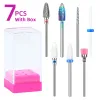 Bits 7Pcs Nail Drill Bits Set With Box Tungsten Carbide/Ceramic Milling Cutter Manicure Machine Accessories Electric Nail File Tools