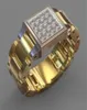 Anello cz acciaio inossidabile inossidabile 24k gold anello placcato anello hiphop maschile in stile orologio presidente banda anello US6us108199248