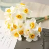 6pcsbunch branco artificial narcissus flor buquê home home jardim desktop decoração festa floral casamento flores falsas 240422