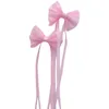 Hair Accessories 2PCS Set Spring Summer Colorful Dot Plaid Bow Long Ribbon Small Clips For Baby Girl Children Cute Silk Hairpin