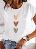 Massive a maniche corte Ladies Fashion Female Graphic Tee Women Love Heart WaterColor Sweet Stampa Estate Tshirts 240417