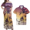Casual jurken Cumagical 2024 Aankomst Polynesische Hawaiiaanse boomontwerp Zomerstrandjurk voor dames afdrukbaar met mannenhemd