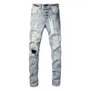 Jeans masculin Purple American High Street Blue en détresse 2024 Fashion Trend Quality