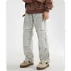 Jeans masculin vintage noir blanc moucheté pantalon en denim en vrac pantalon high street vantard