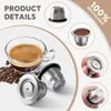 Pour Nespresso Capsule réutilisable Capsule en acier inoxydable riche Crema Espresso Filtres rechargeables Pod Fit Inissia Pixie Essenza Mini 240416