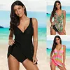 New Style Swimsuit Dress Bikini European and American Lace Hollow-out V-neck No Steel Drag Skirt Plus-sized One-Piece Swimsuit