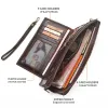 Portefeuilles 2022 hommes portefeuille Embrayage de cuir authentique RFID portefeuille organisateur masculin téléphone portable sac d'emploi à bornes longs de monnaie