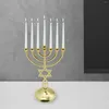 Ljushållare Hanukkah Menorahs Holder 7 Branch Antik designad bred robust basskandelabra menorah ljusstakprydnader