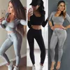 Yoga Outfits Women Fitness Clothing Jumpsuit Outfit Sport Wear 2 Piece Workout Set Long Sleeves Gym Suit Atletic Set