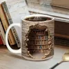 Mugs 1 piece 3D bookshelf breakthrough coffee cup ceramic coffee cup bookshelf water cup summer beverage J240428