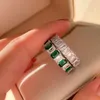 Кластерные кольца 925 Серебряное зеленое кольцо женское волейбольное бриллианты Свадебные украшения оптом