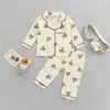 1-6Y Kids Pajama Sets Baby Boys Grils Sleepwear Bear Printed Long Sleeve Lapel Tops Long Pants Children Pajama Nighwear 240410