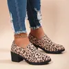 Dress Shoes Big Size 43 Women Leopard Print Dikke Heel Loafers Spring Non-Slip Slip-on Modern For Sneakers Outdoor Women's