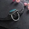 Bandringe Dashi 11 * 25 mm natürlicher türkiser Ring für Frauen S925 Sterling Silber Ring mit Retro -Design exquisiter Schmuck Geschenk Finger Ring Q240427