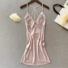 Summer Suspender Nightown Sleepwear Sexy Womens Night Dress Underwear Silk Satin Home Dress Casual Dress 240425