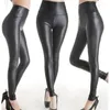 Leggings pour femmes mode sexy noir brillant métallique haute taille legging pantalones femmes pantalon en cuir extensible plus taille
