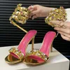 Sandalen aneikeh Romeinse riem luxe hiel bling rhinestone high fashion damesschoenen kristallen slang enkelhakken