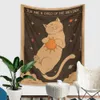 Sun Moon Tarot Tapestry Wall Hanging Boho Cat Kawaii Rum Dekor Psychedelic Hippie For Kids Bedroom Art 240418