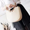 Bag Rattan Women Summer Straw Fashion European And American Beach Qoven Solid Wood Wild Shoulder Messenger Bag(B Khaki)