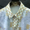 Ny lyxskjorta designer skjorta mode smal passform långärmad polo märkesdesigner skjorta krokodil hud tryckt twist -knappskjorta 2240