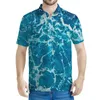 Męski Polos Fashion Blue Ocean Phith Polo Shirt Men 3D Sea Printing Lapel Bluzka z krótkim rękawem Summer Harajuku